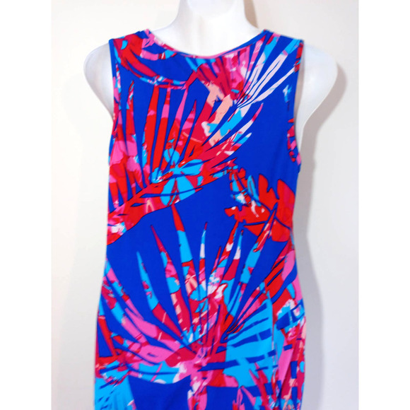 Ali Ra Women's Sz 2 Bright Multicolor Tropical Print Keyhole Sleeveless Dress - Picture 4 of 5